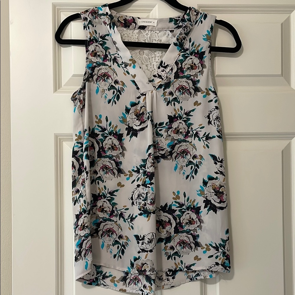 Crescent Black and Blue Sleeveless Blouse